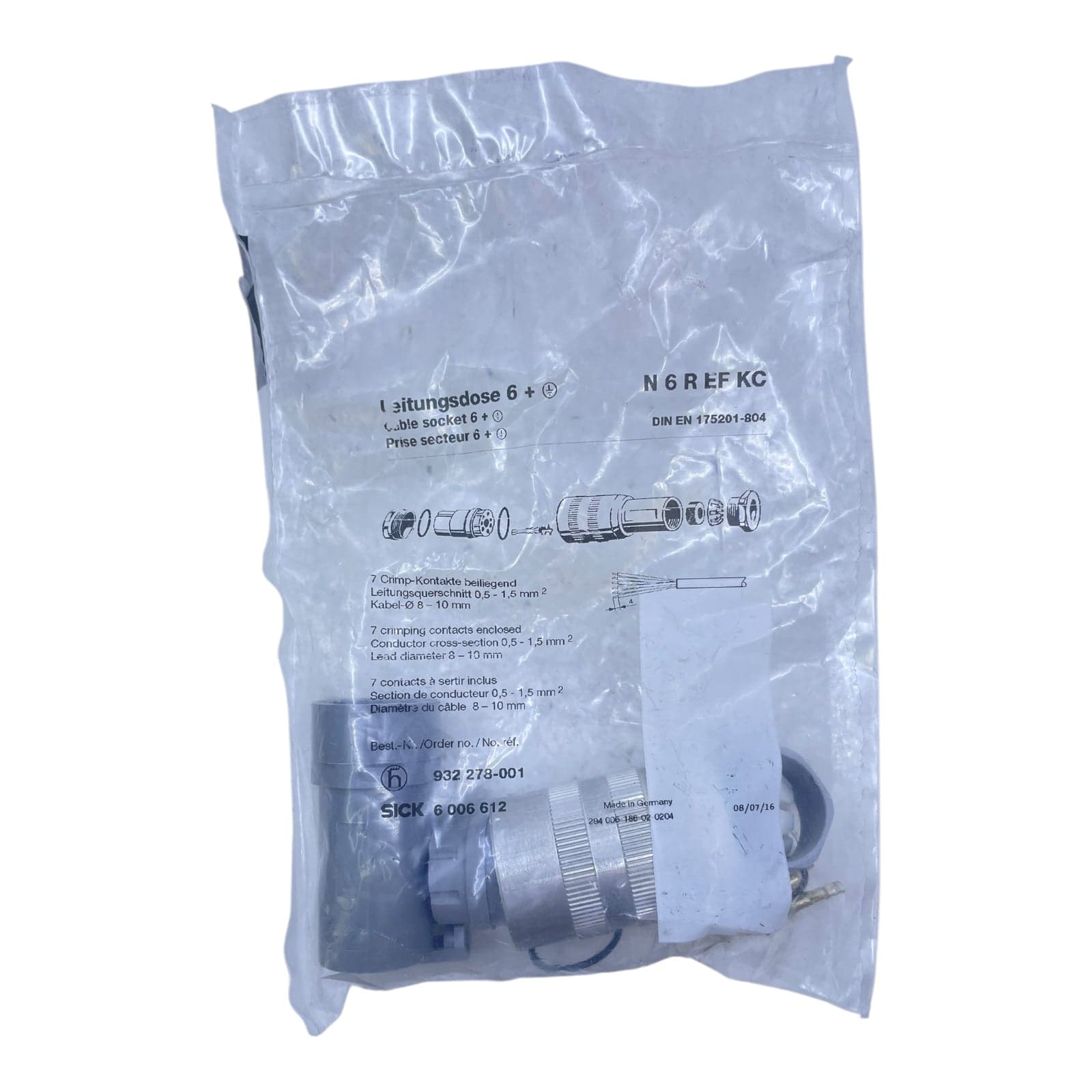 Sick cable socket N 6 R EF KC cable socket suitable for industry view 2