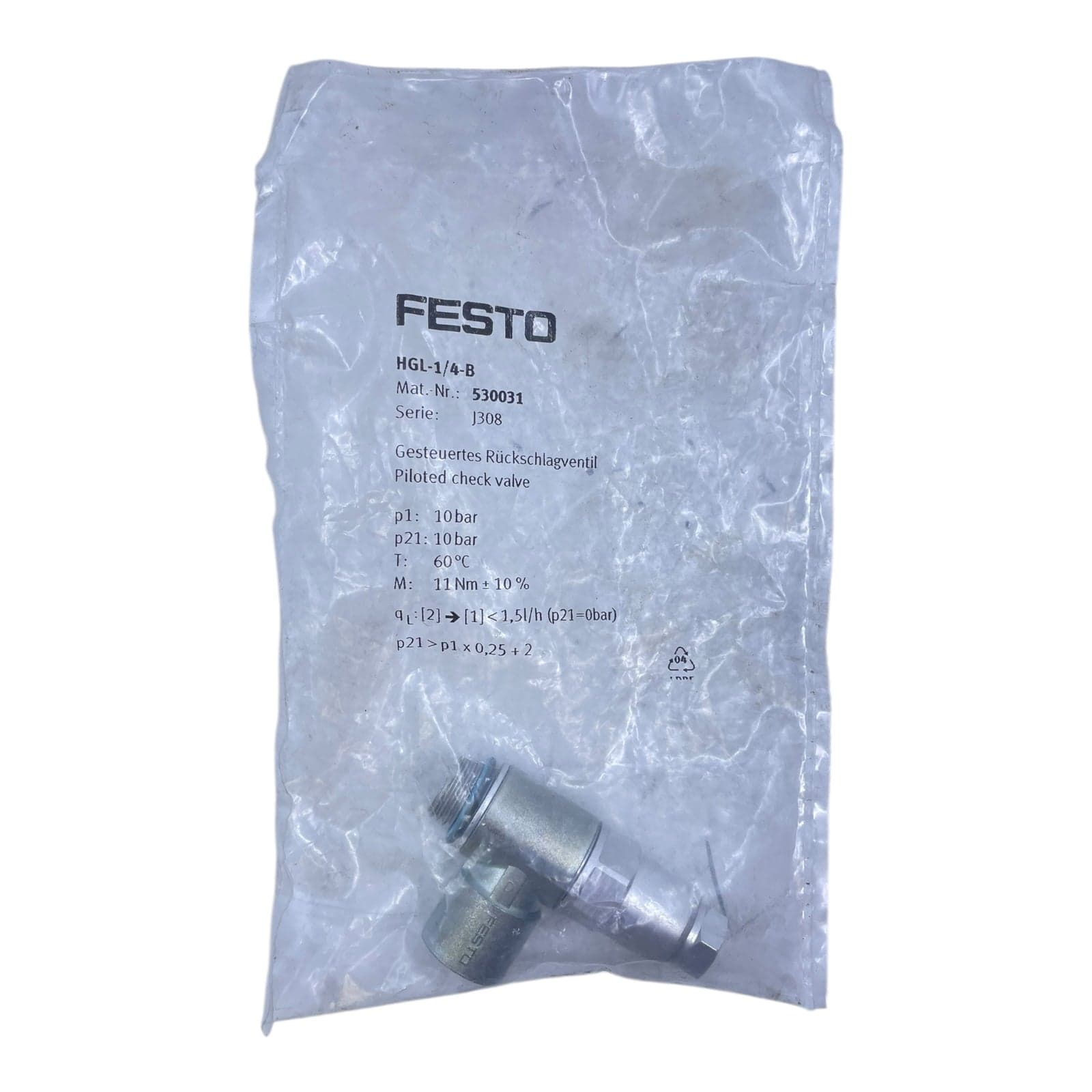 Festo controlled check valve HGL-1/4-B 530031 suitable for industry view 2